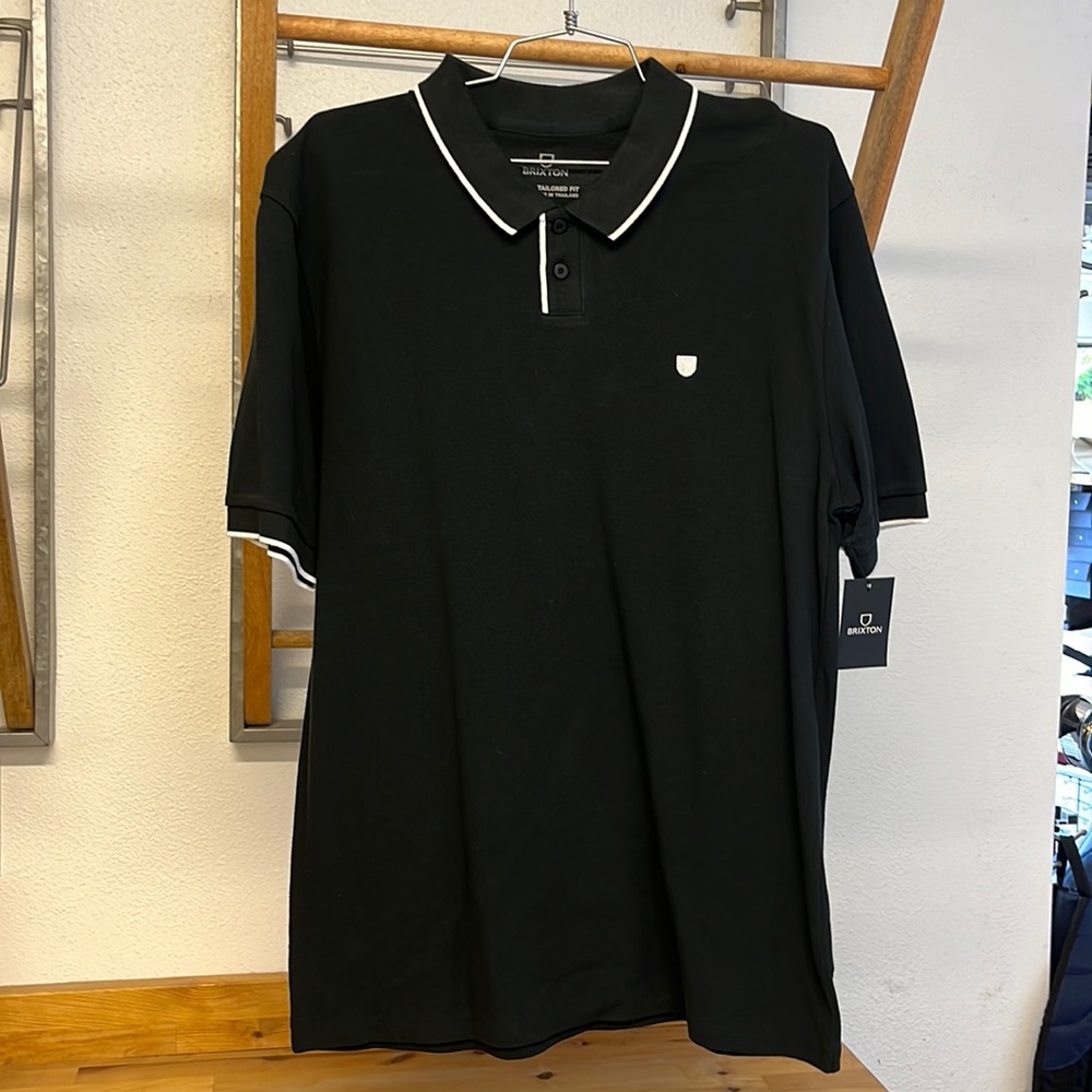 Brixton Proper SS Polo Knit Black size medium